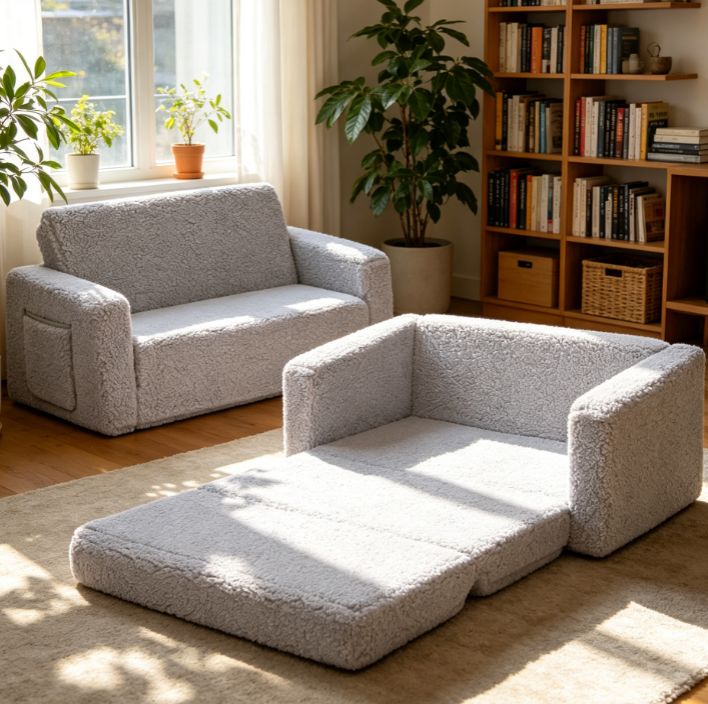 Flip Out Sherpa Children’s Sofa, Grey
